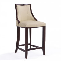 Manhattan Comfort BS008-CR Emperor 41 in. Cream and Walnut Beech Wood Bar Stool